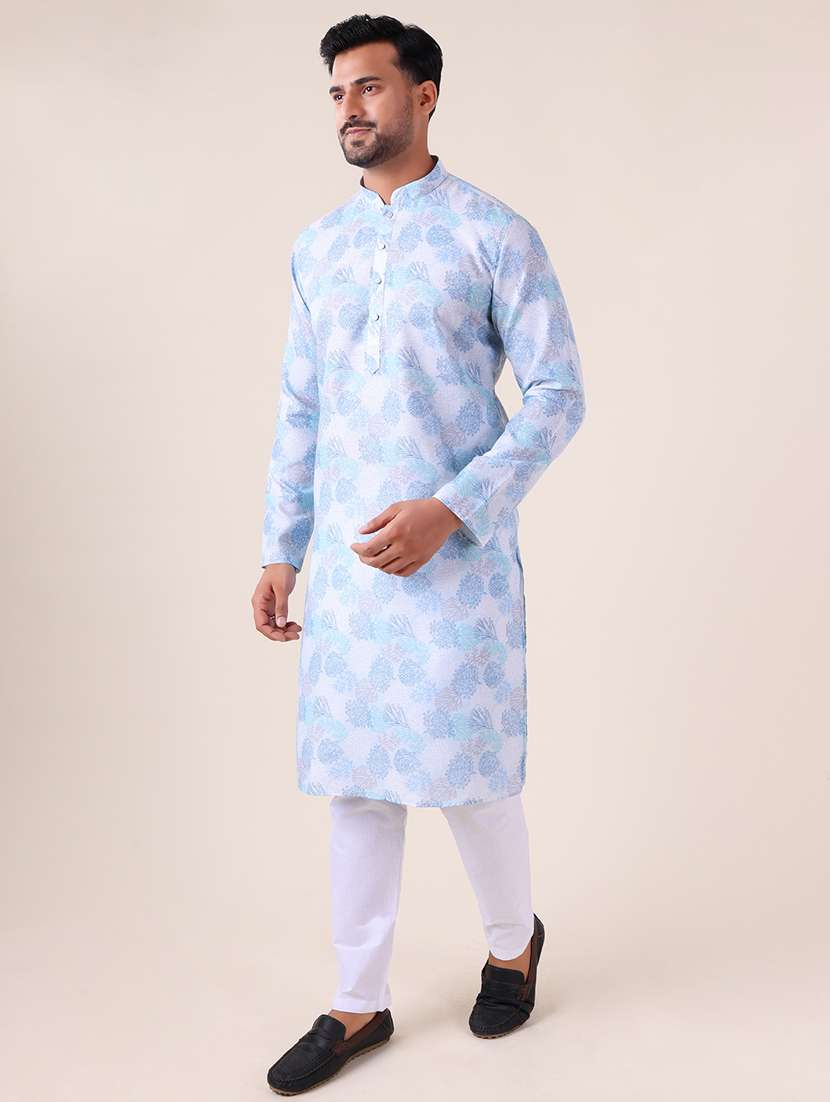 men mandarin neck kurta pyjama ethnic wear set - 22061892 - Standard Image - 2