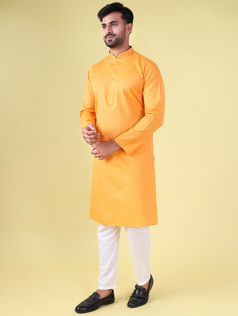 men mandarin neck kurta pyjama ethnic wear set - 22061896 - Standard Image - 2