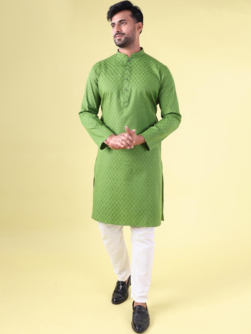 men mandarin neck kurta pyjama ethnic wear set - 22061897 - Standard Image - 2