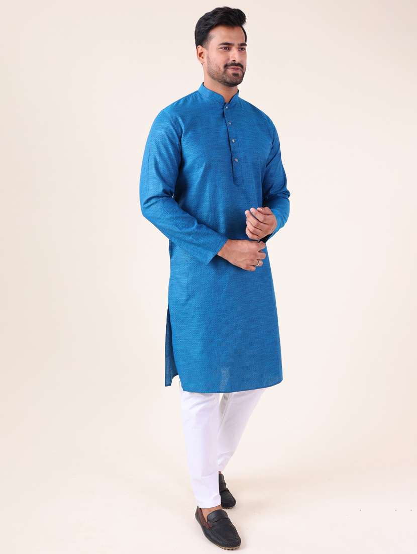 men mandarin neck kurta pyjama ethnic wear set - 22061899 -  Standard Image - 2