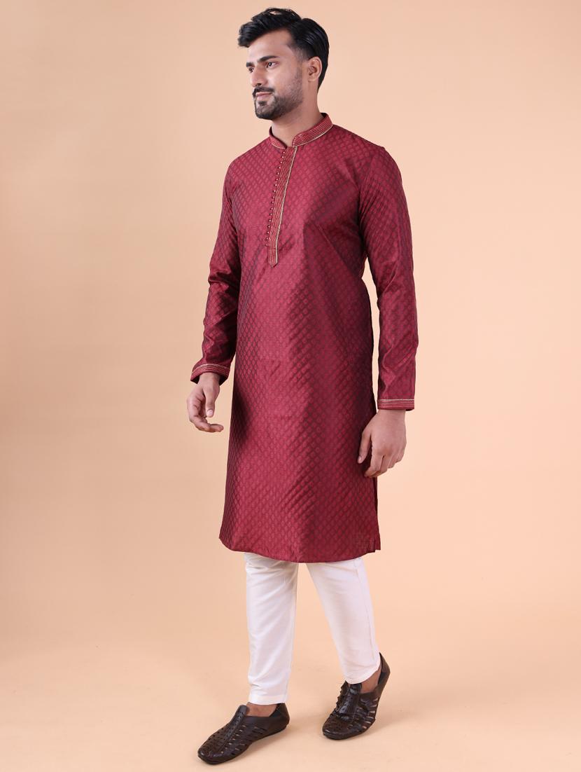 men mandarin neck kurta pyjama ethnic wear set - 22061903 - Standard Image - 2
