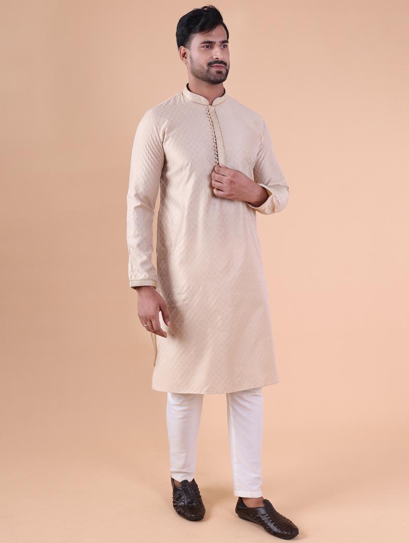 men mandarin neck kurta pyjama ethnic wear set - 22061906 - Standard Image - 2