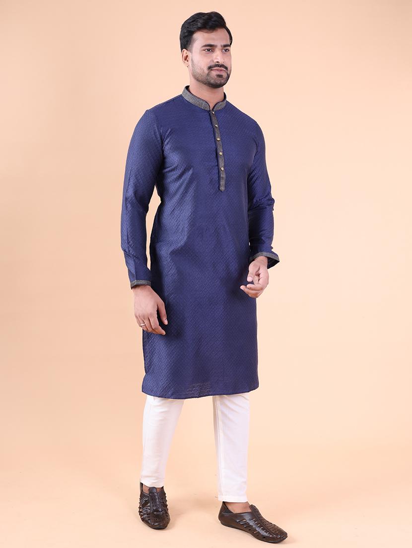 men mandarin neck kurta pyjama ethnic wear set - 22061911 - Standard Image - 2