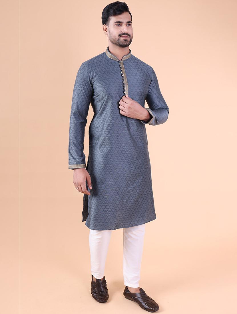 men mandarin neck kurta pyjama ethnic wear set - 22061912 - Standard Image - 2
