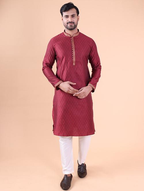 men mandarin neck kurta pyjama ethnic wear set - 22061913 - Standard Image - 0