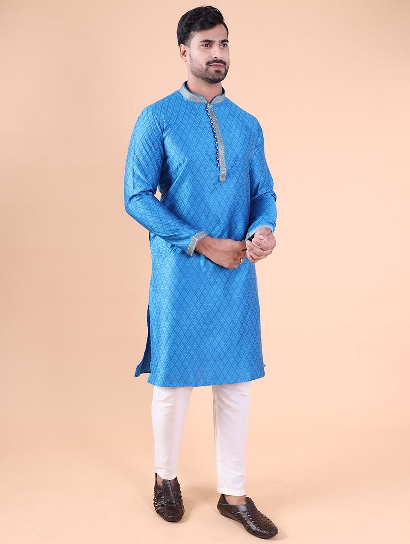 men mandarin neck kurta pyjama ethnic wear set - 22061914 - Standard Image - 2