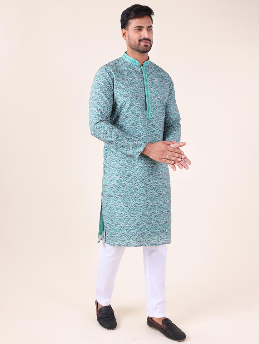 men mandarin neck kurta pyjama ethnic wear set - 22061916 - Standard Image - 2