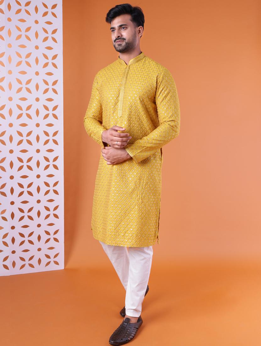 men mandarin neck kurta pyjama ethnic wear set - 22061918 - Standard Image - 2