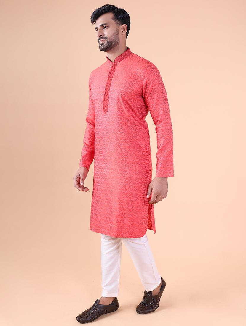 men mandarin neck kurta pyjama ethnic wear set - 22061923 - Standard Image - 2
