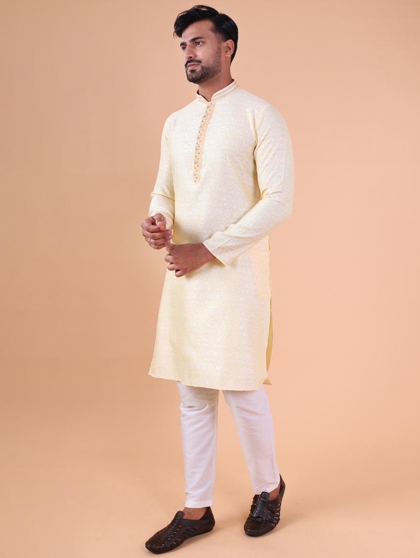 men mandarin neck kurta pyjama ethnic wear set - 22061924 - Standard Image - 2