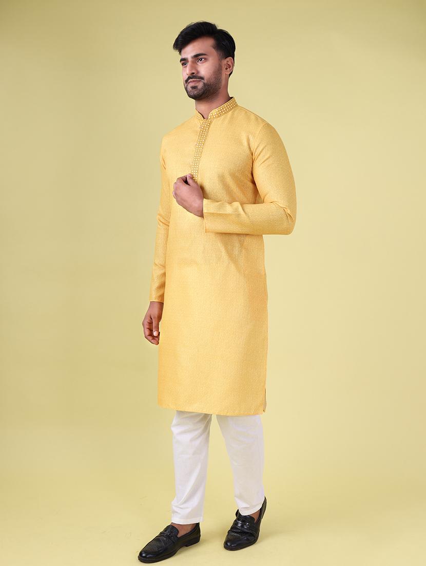 men mandarin neck kurta pyjama ethnic wear set - 22061926 - Standard Image - 2