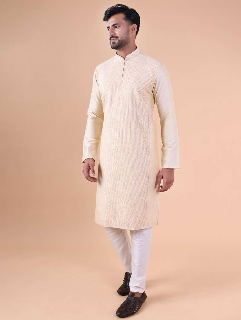 men mandarin neck kurta pyjama ethnic wear set - 22061931 - Standard Image - 2