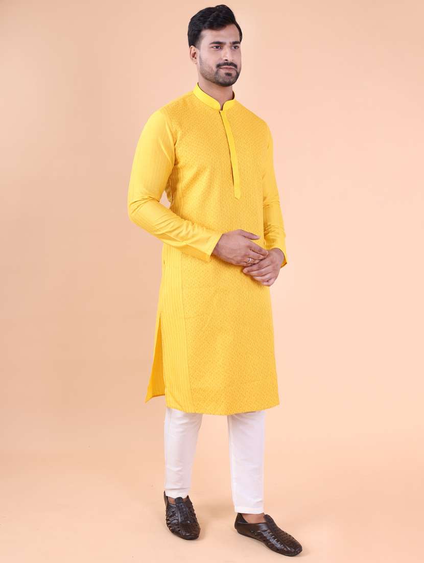 men mandarin neck kurta pyjama ethnic wear set - 22061935 - Standard Image - 2