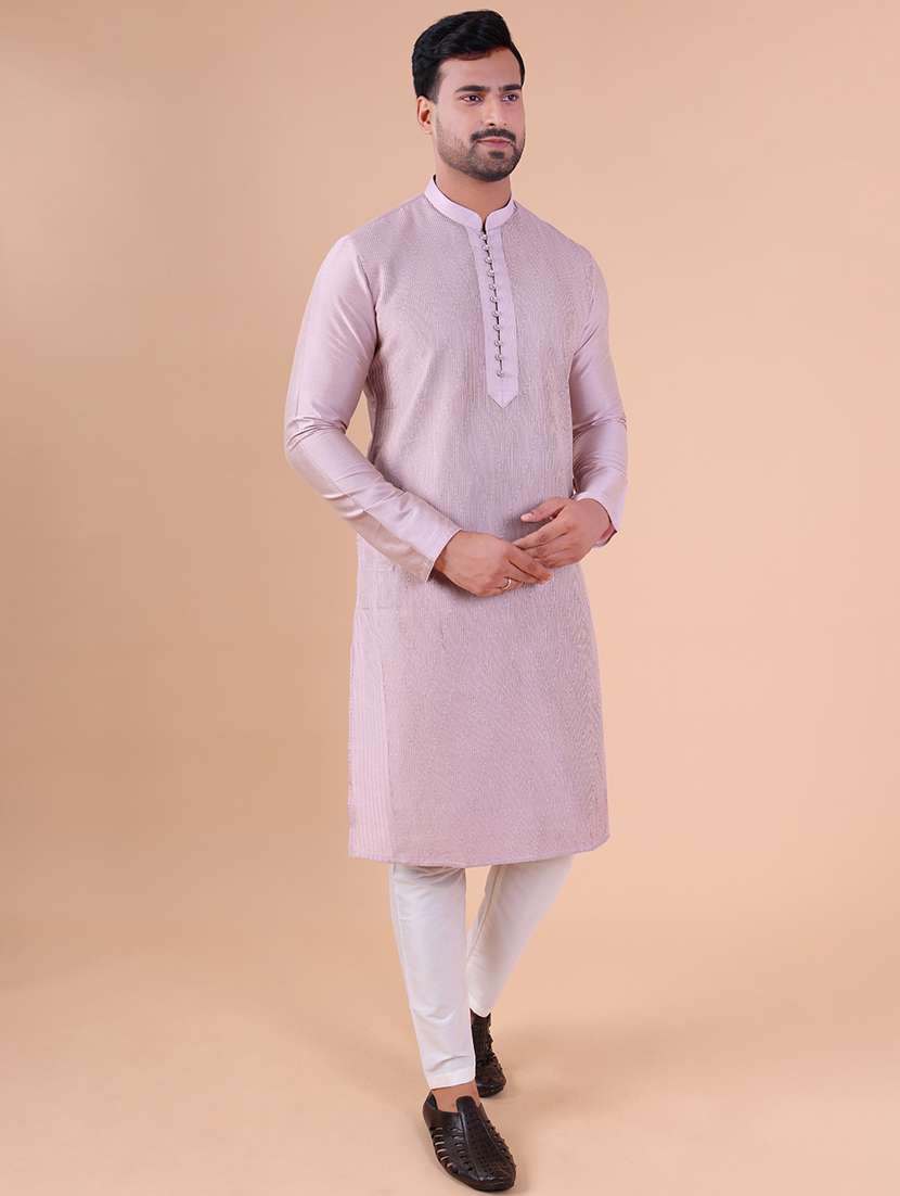men mandarin neck kurta pyjama ethnic wear set - 22061942 - Standard Image - 2