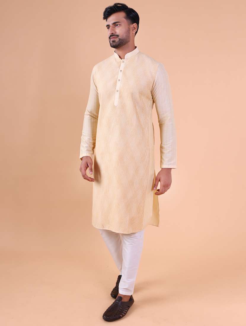 men mandarin neck kurta pyjama ethnic wear set - 22061944 - Standard Image - 2