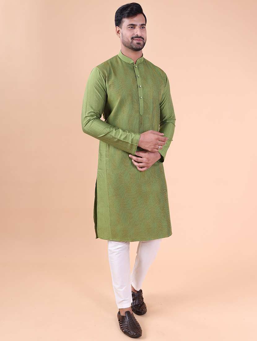 men mandarin neck kurta pyjama ethnic wear set - 22061945 - Standard Image - 2