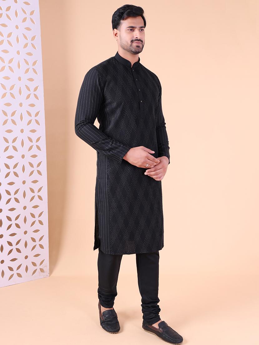 men mandarin neck kurta churidar ethnic wear set - 22061946 - Standard Image - 2