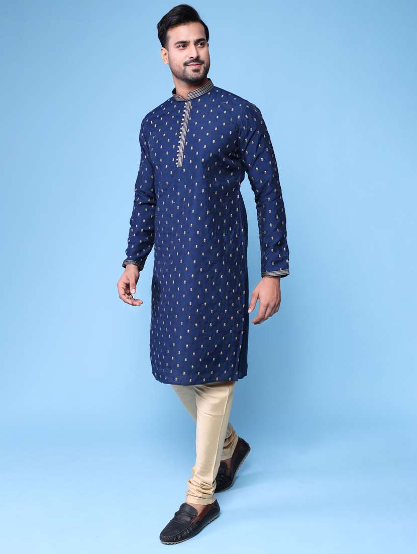 men mandarin neck kurta churidar ethnic wear set - 22061948 - Standard Image - 2