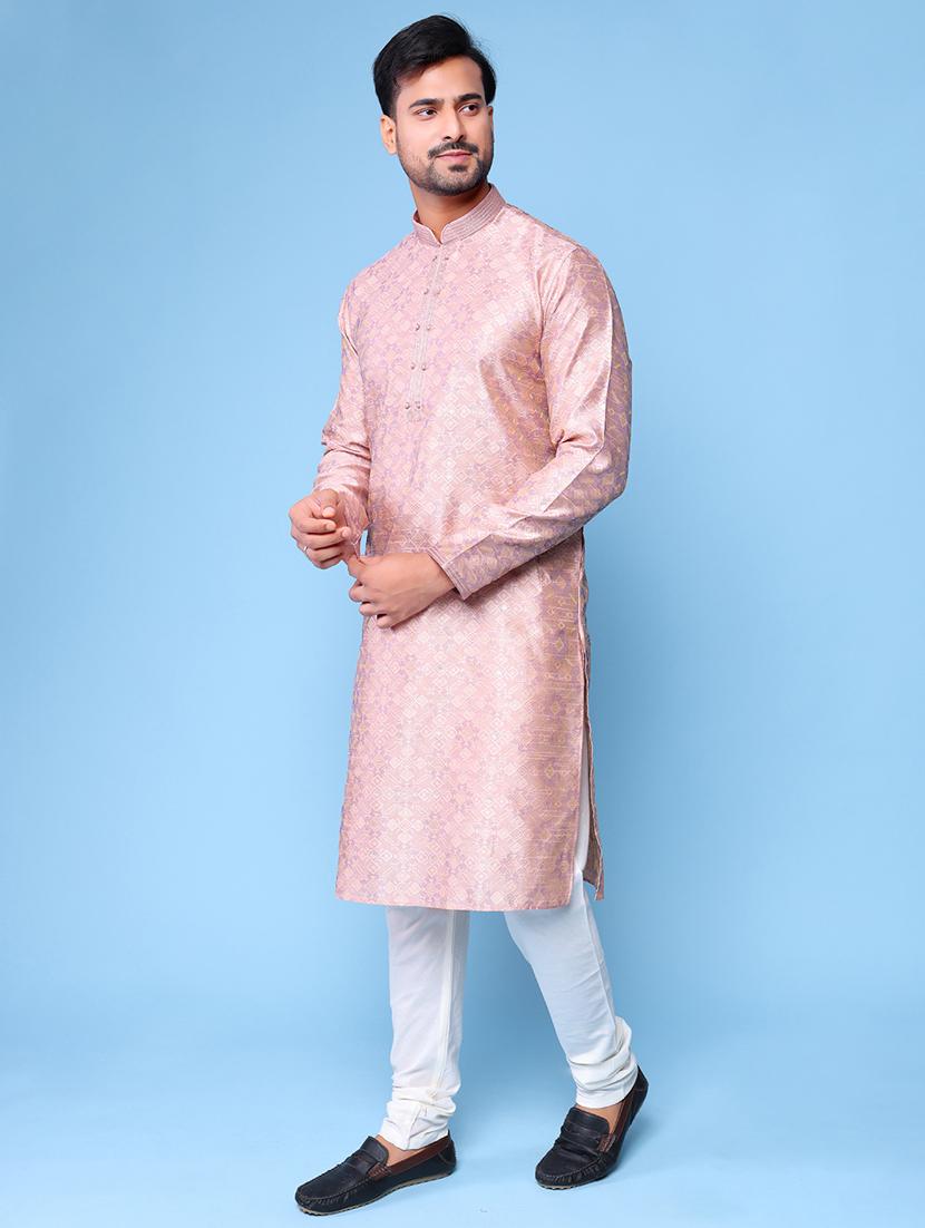 men mandarin neck kurta churidar ethnic wear set - 22061952 - Standard Image - 2