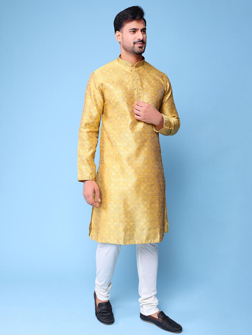 men mandarin neck kurta churidar ethnic wear set - 22061953 - Standard Image - 2