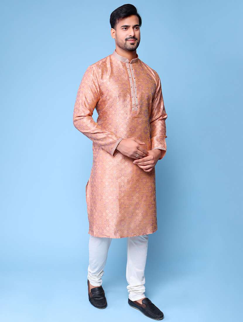 men mandarin neck kurta churidar ethnic wear set - 22061955 - Standard Image - 2