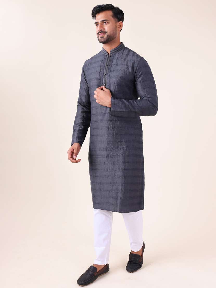 men mandarin neck kurta pyjama ethnic wear set - 22061960 -  Standard Image - 2