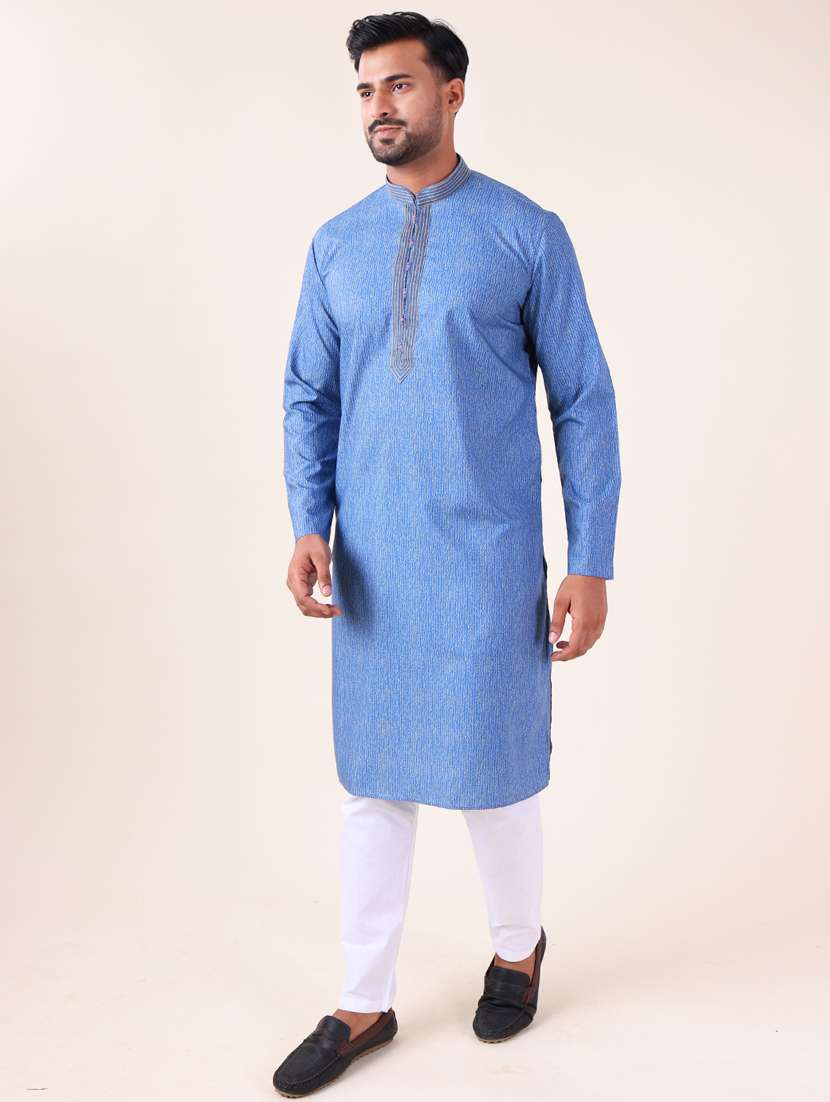 men mandarin neck kurta pyjama ethnic wear set - 22061961 - Standard Image - 2