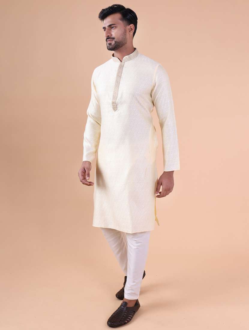 men mandarin neck kurta pyjama ethnic wear set - 22061963 -  Standard Image - 2