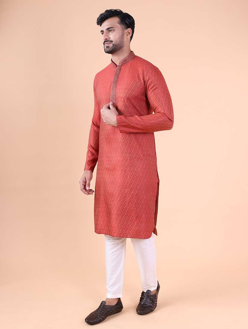 men mandarin neck kurta pyjama ethnic wear set - 22061964 -  Standard Image - 2