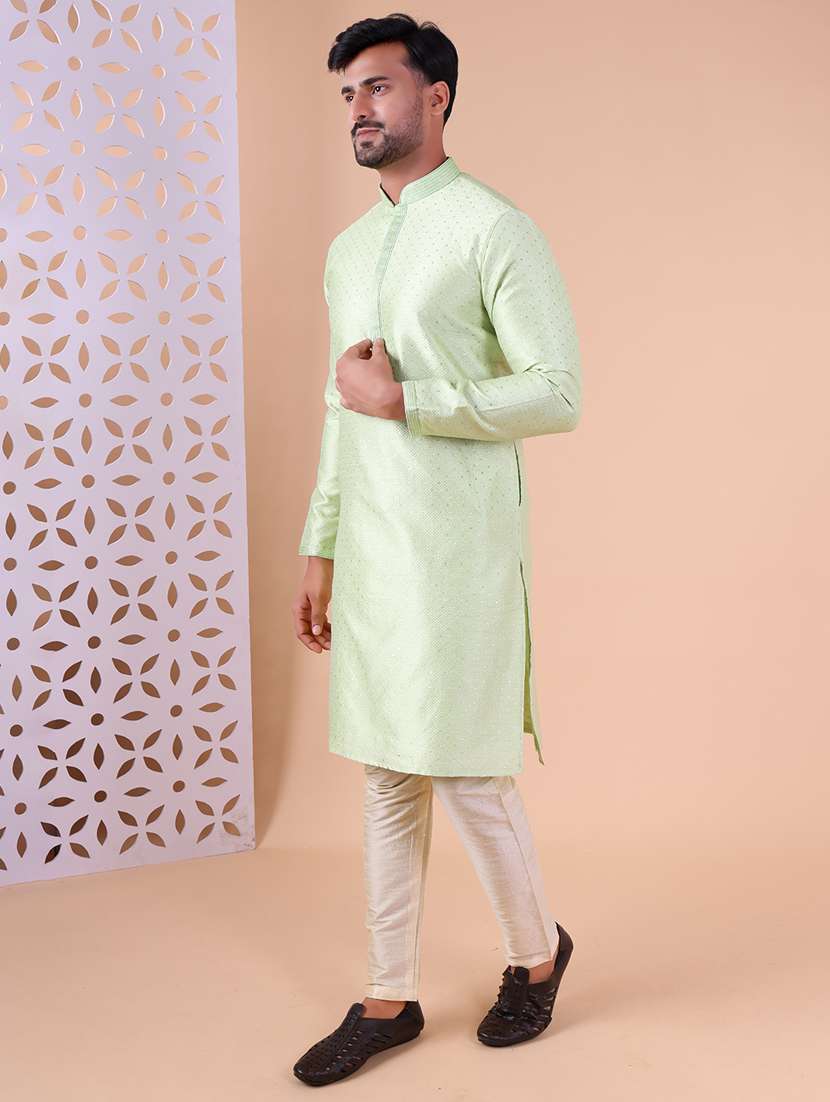 men mandarin neck kurta pyjama ethnic wear set - 22061971 - Standard Image - 2
