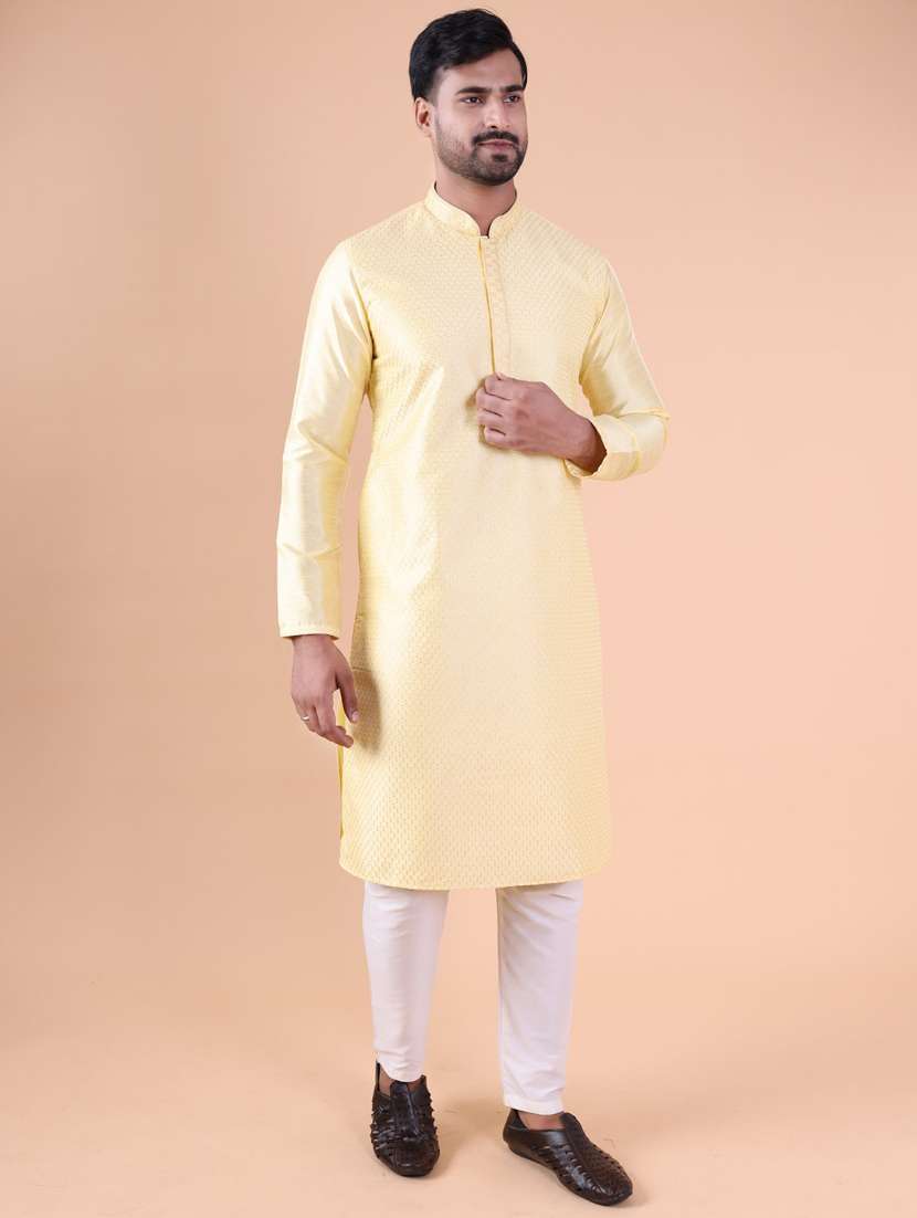 men mandarin neck kurta pyjama ethnic wear set - 22061973 - Standard Image - 2