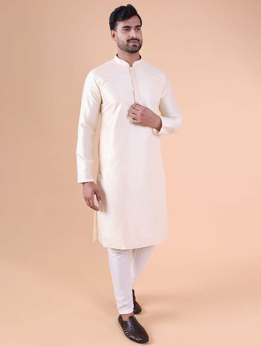 men mandarin neck kurta pyjama ethnic wear set - 22061976 -  Standard Image - 2