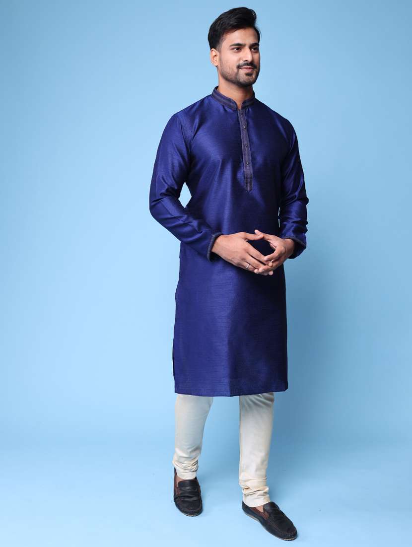 men mandarin neck kurta pyjama ethnic wear set - 22061977 - Standard Image - 2