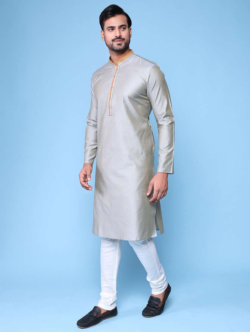 men mandarin neck kurta pyjama ethnic wear set - 22061979 - Standard Image - 2