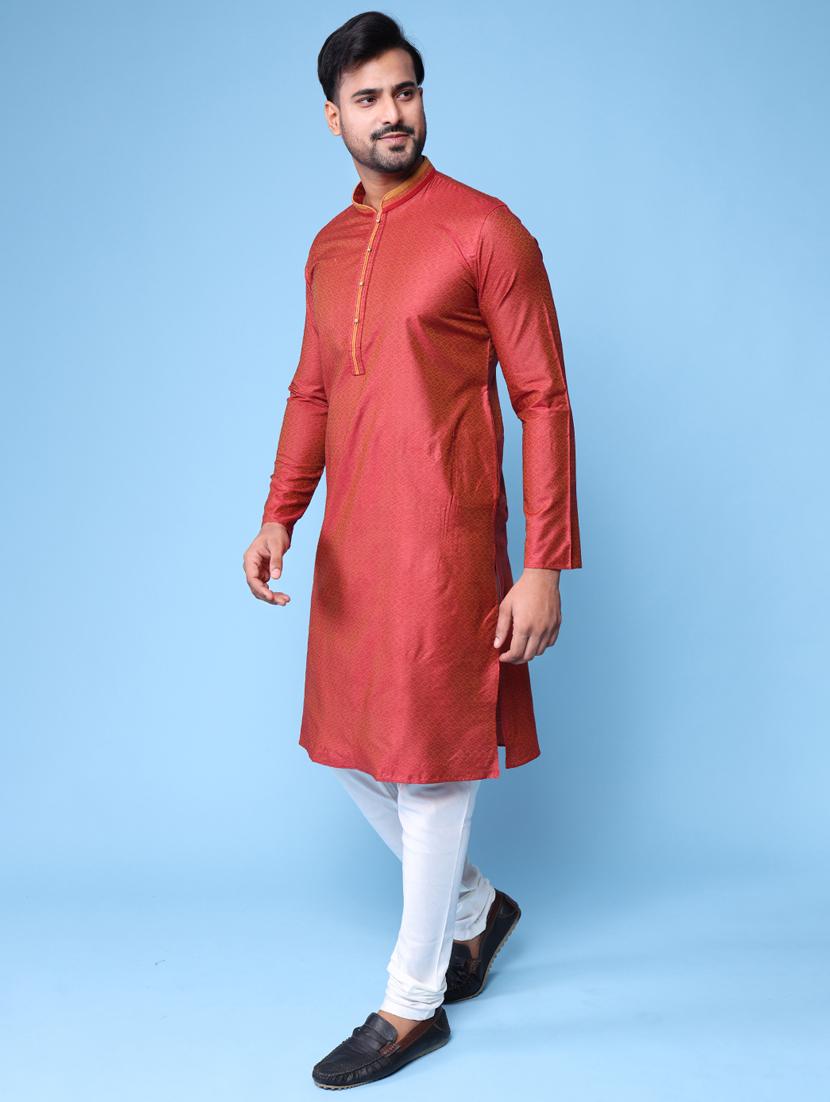 men mandarin neck kurta pyjama ethnic wear set - 22061980 - Standard Image - 2