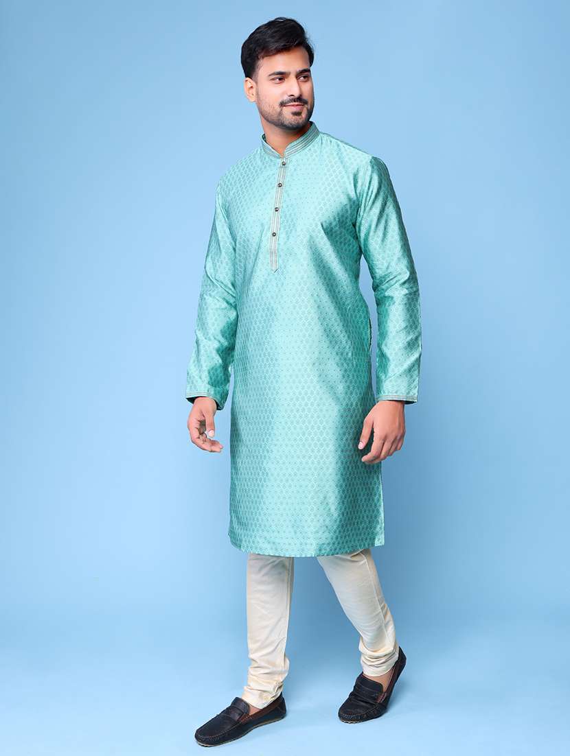 men mandarin neck kurta pyjama ethnic wear set - 22061984 -  Standard Image - 2