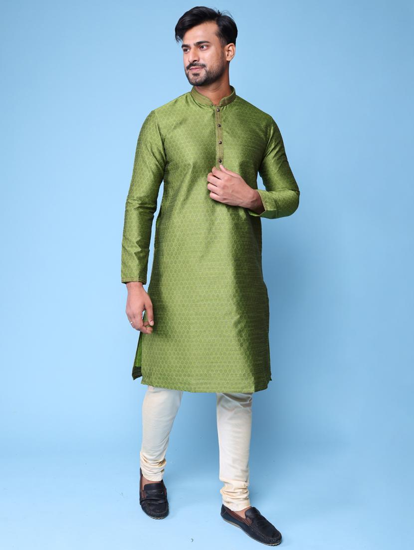 men mandarin neck kurta pyjama ethnic wear set - 22061986 - Standard Image - 2