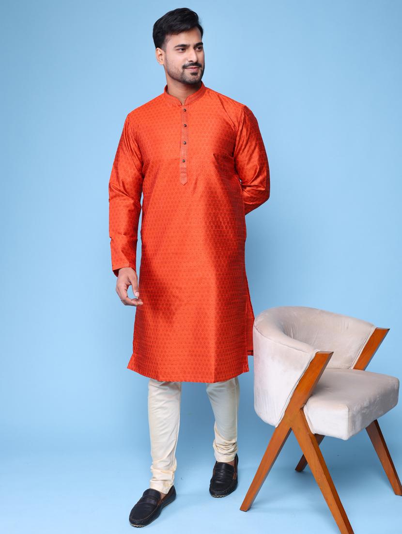 men mandarin neck kurta pyjama ethnic wear set - 22061987 - Zoom Image - 0