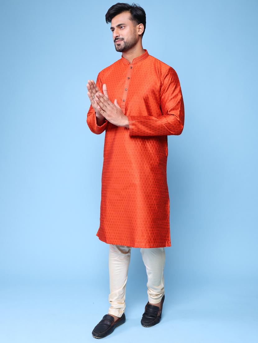 men mandarin neck kurta pyjama ethnic wear set - 22061987 - Standard Image - 2