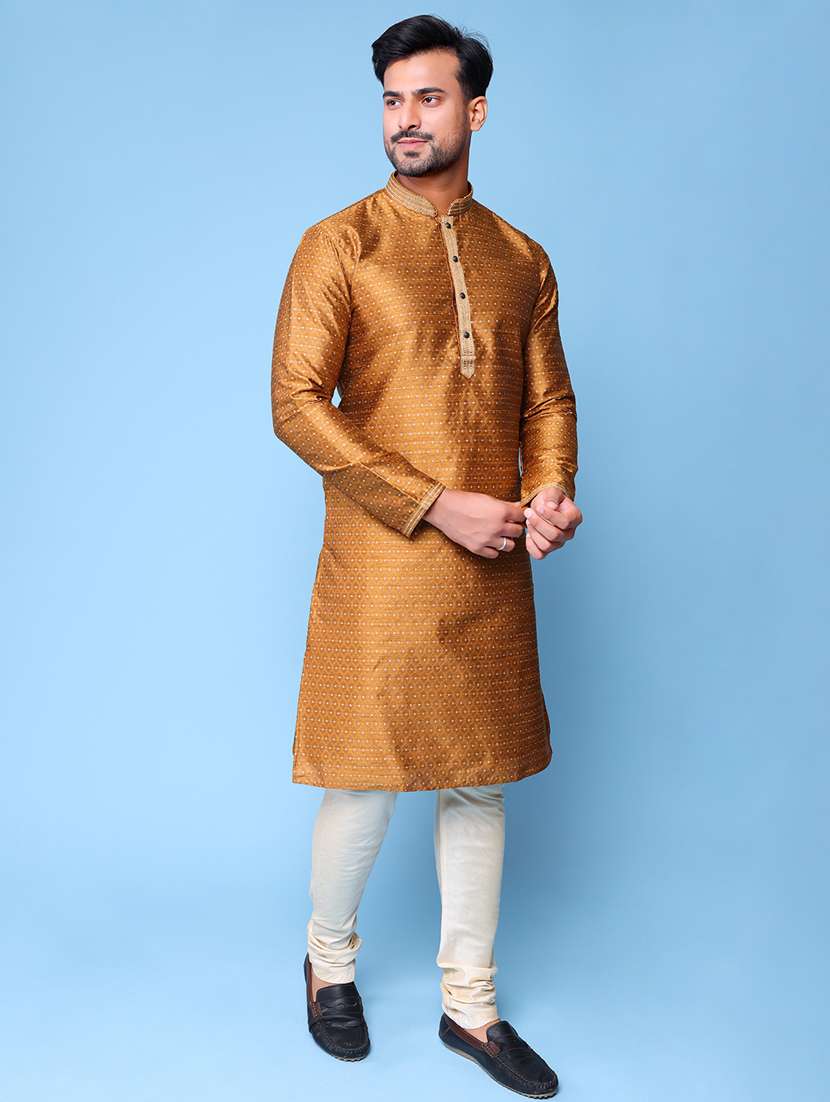 men mandarin neck kurta pyjama ethnic wear set - 22061988 - Standard Image - 2