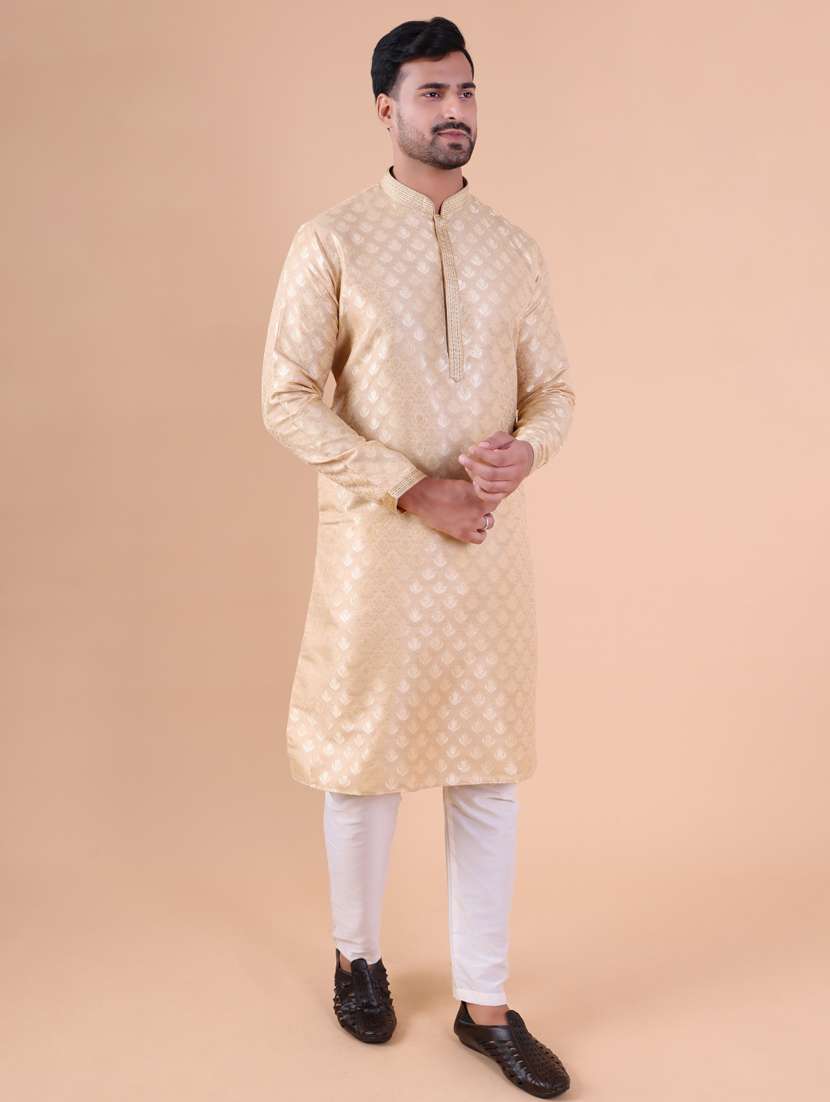 men mandarin neck kurta pyjama ethnic wear set - 22061989 -  Standard Image - 2