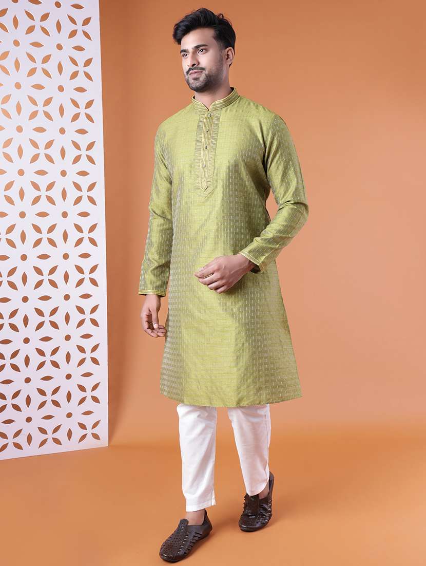 men mandarin neck kurta pyjama ethnic wear set - 22061992 - Standard Image - 2