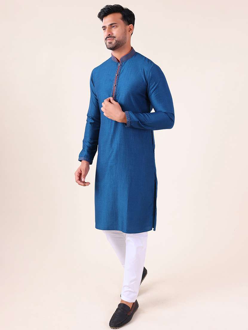 men mandarin neck kurta pyjama ethnic wear set - 22061993 - Standard Image - 2