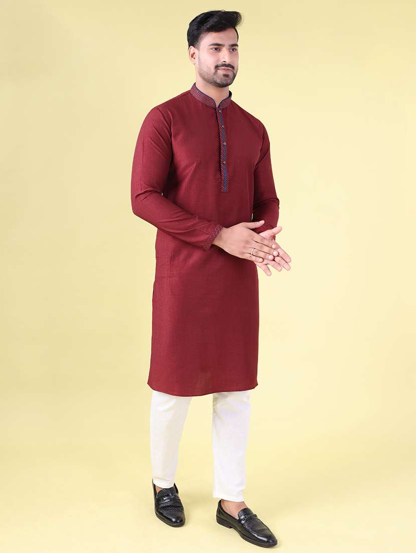 men mandarin neck kurta pyjama ethnic wear set - 22061994 - Standard Image - 2