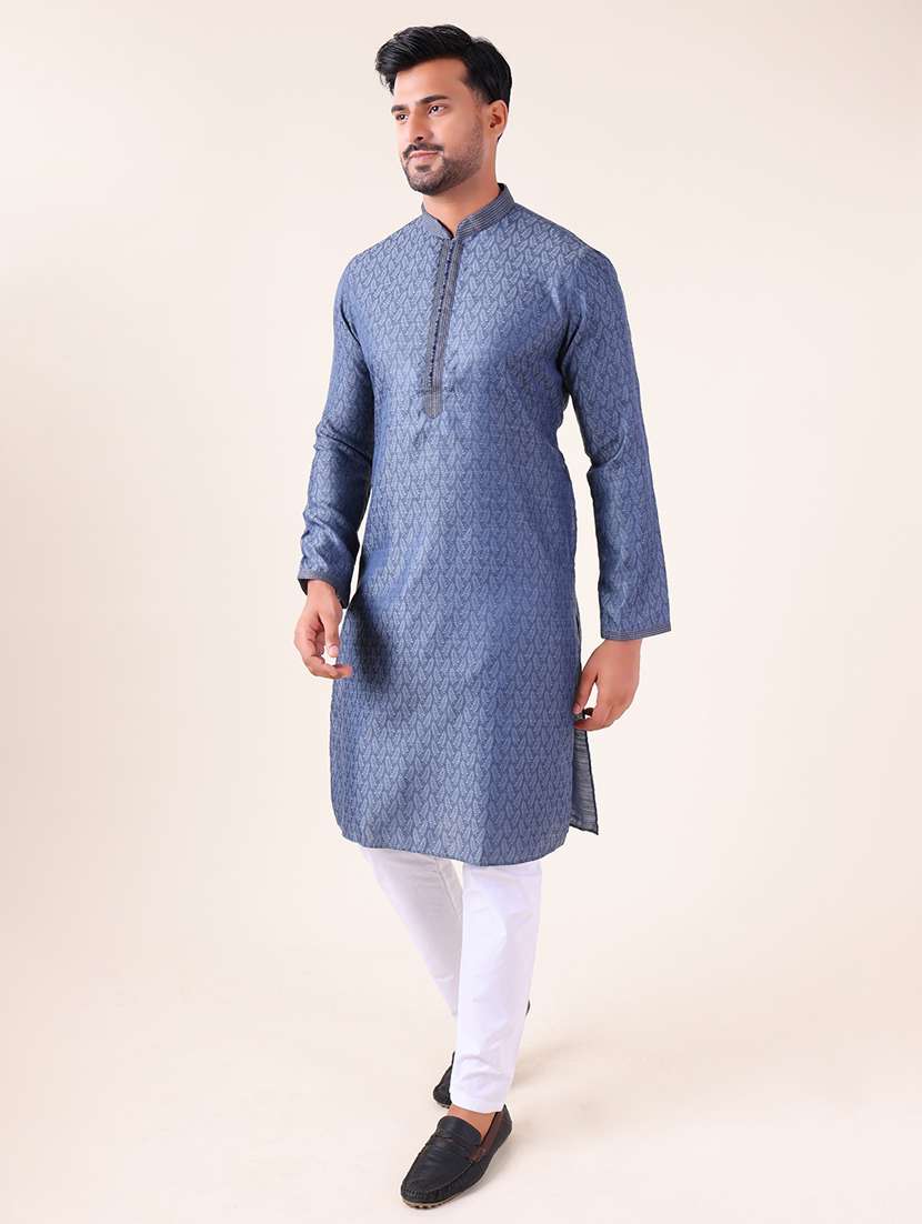 men mandarin neck kurta pyjama ethnic wear set - 22061996 - Standard Image - 2