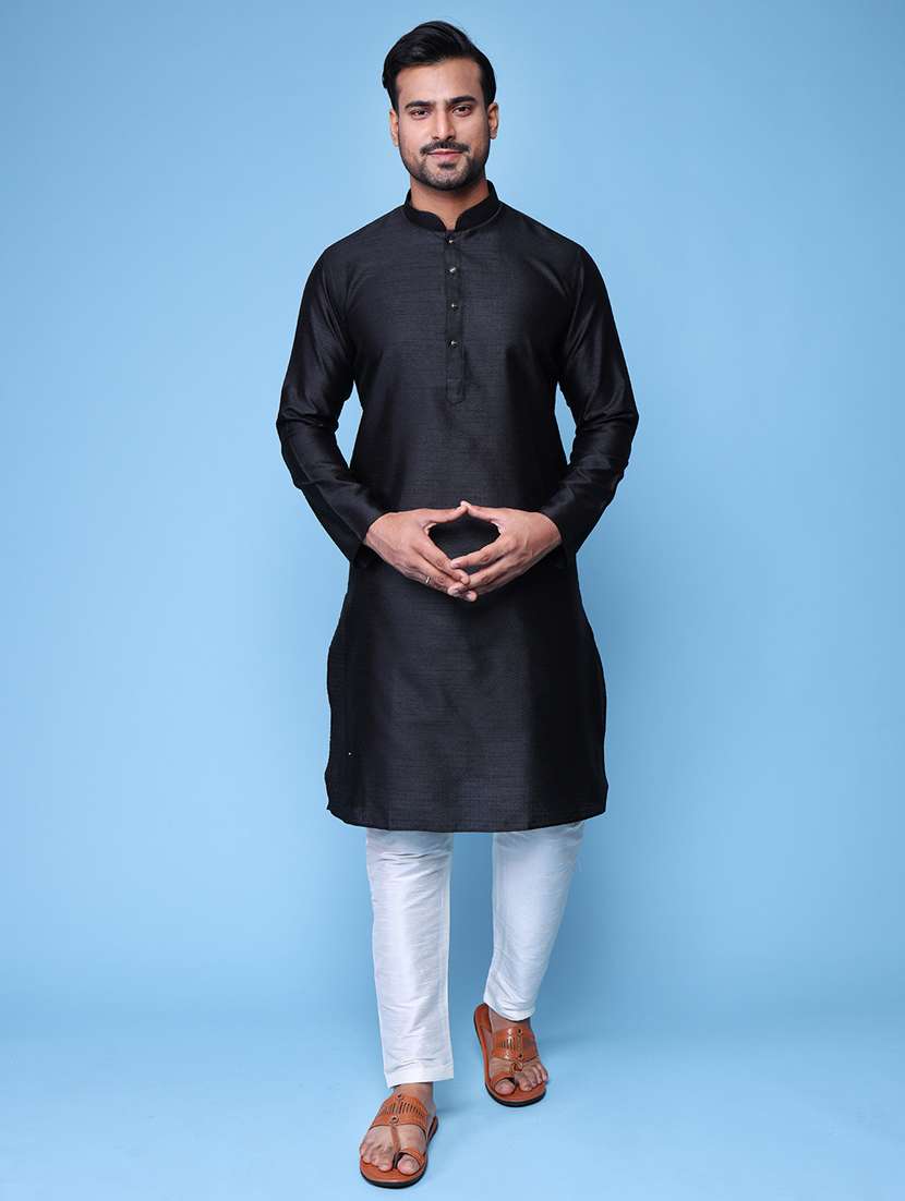 Men Mandarin Neck Kurta Pyjama Ethnic Wear Set
