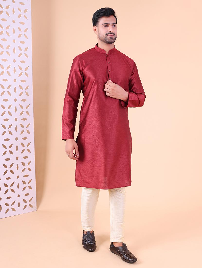 men mandarin neck kurta pyjama ethnic wear set - 22062004 - Standard Image - 2