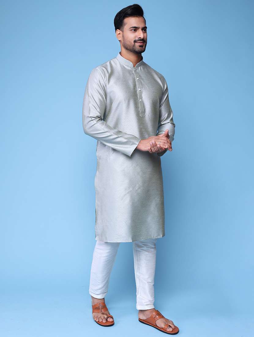 men mandarin neck kurta pyjama ethnic wear set - 22062005 - Standard Image - 2