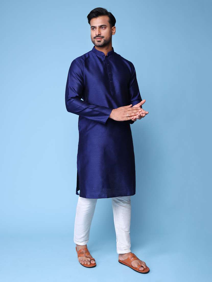 men mandarin neck kurta pyjama ethnic wear set - 22062006 - Standard Image - 2
