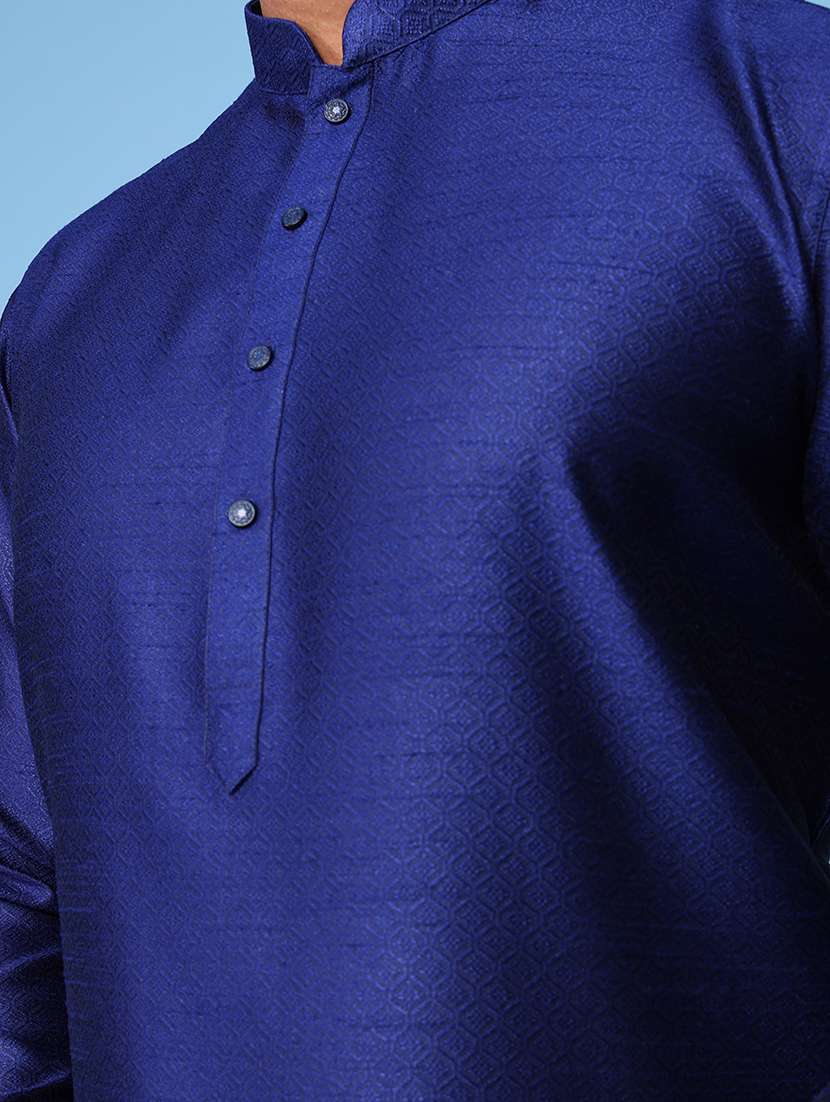 Men Mandarin Neck Kurta Pyjama Ethnic Wear Set